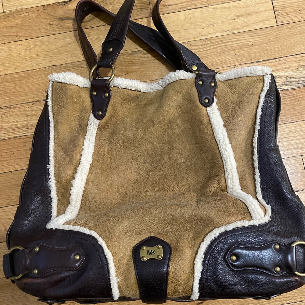 Michael Kors leather, suede and shearling purse